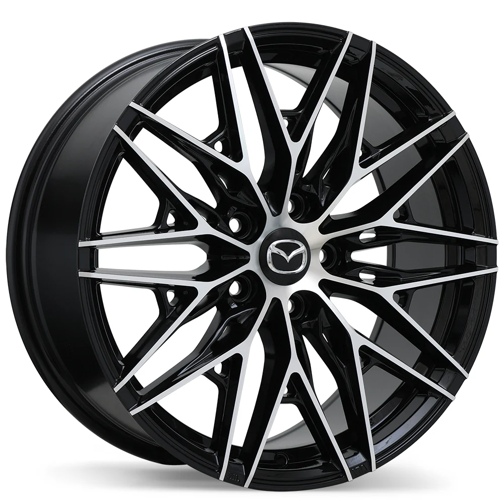 Mazda M016 Alloy Wheel (Gloss Black w/ Machined Face) — 17", 19", 21"