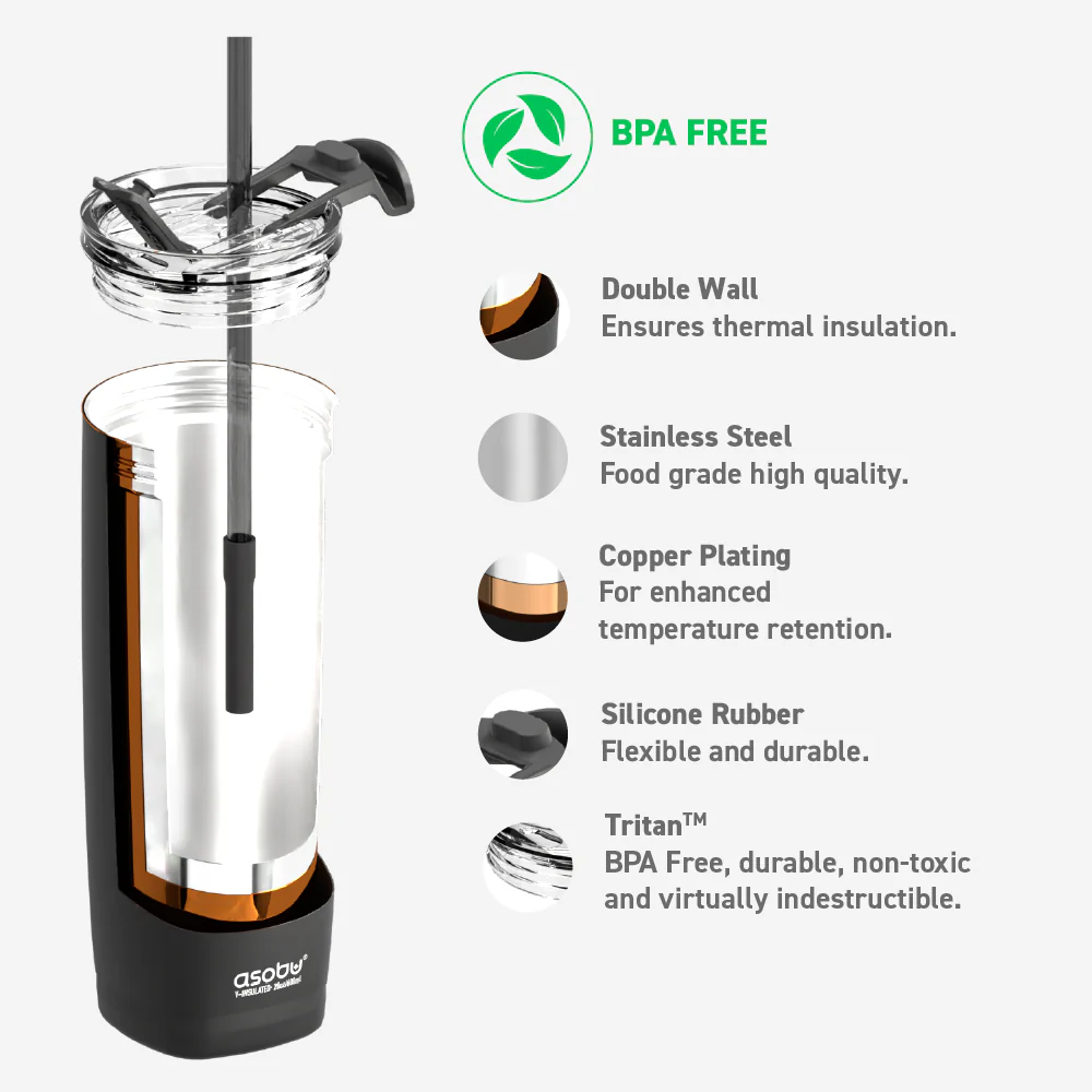 Tumbler — 20 oz. Aqualina w/ Built-In Straw (Black) | Mazda × Asobu - Image 5